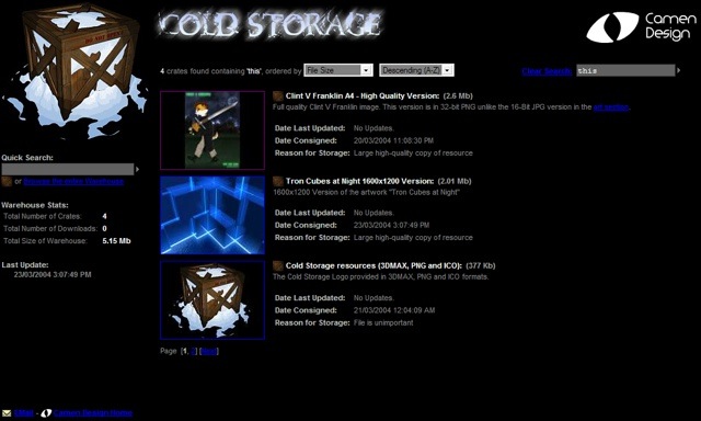 Cold Storage web page screenshot